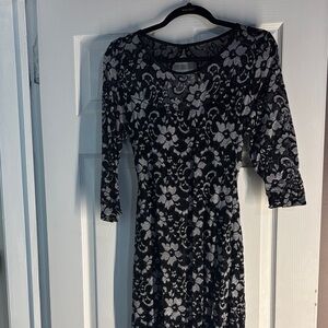 Emerald Sundae Black and White Floral Lace Dress